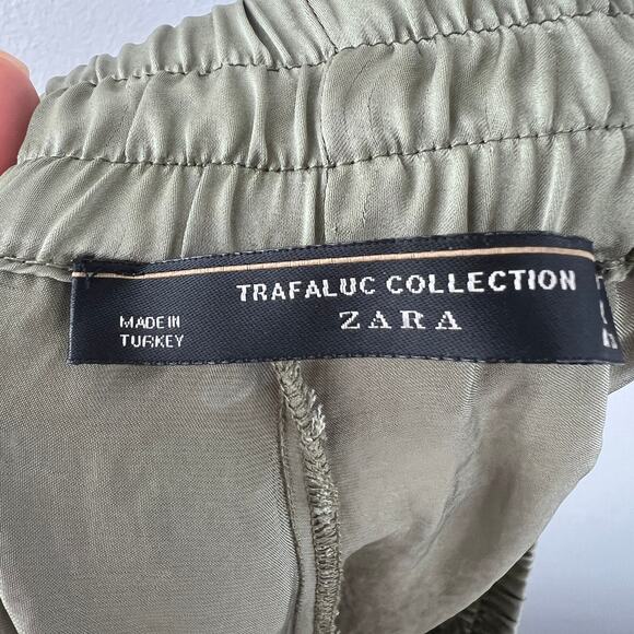 ZARA Trafaluc Collection Jogger Pants Green Elastic Waist Drawstring Size Medium - Picture 6 of 8